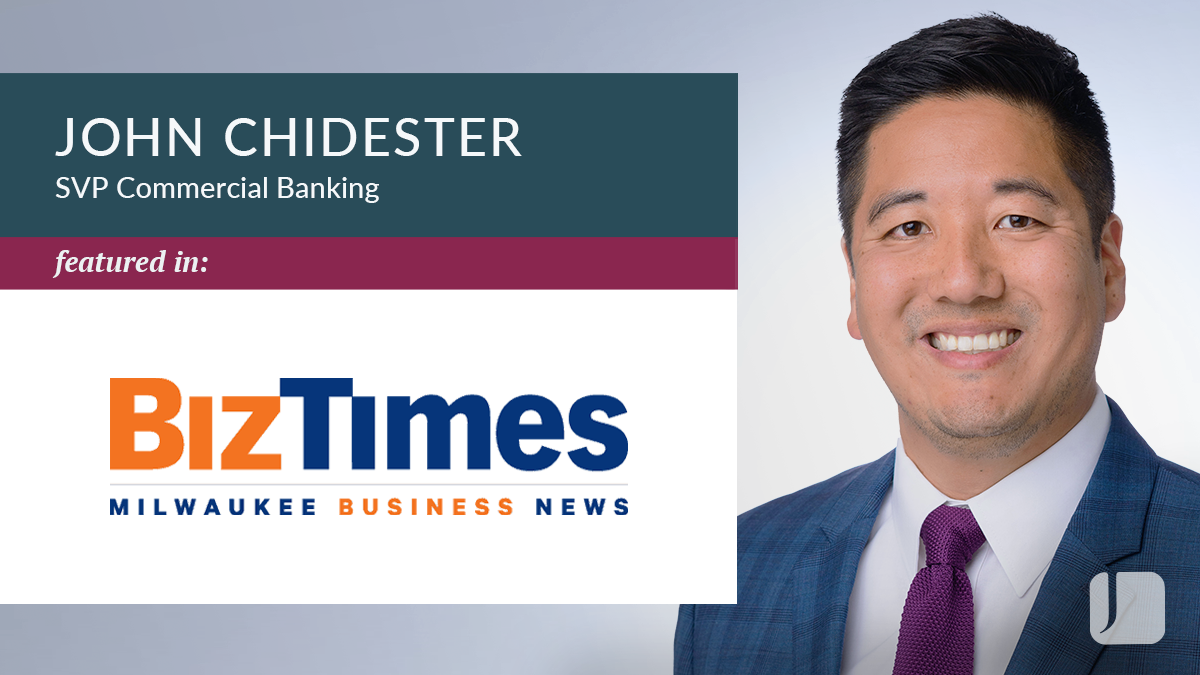 John Chidester headshot next to BizTimes Logo